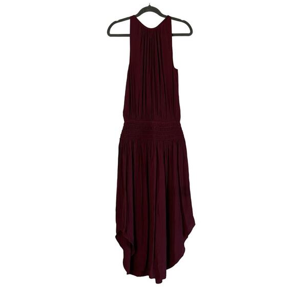 Ramy Brook Audrey Elastic Waist Dark Red Maxi Dress Sz S Burgundy Bordeaux - Picture 3 of 12